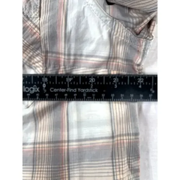 Carhartt Women's Button Up Shirt Roll Tab Sleeves in gray/peach plaid, size XL - Picture 8 of 9